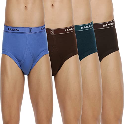 Image of RAMRAJ COTTON Men Pack Of 4 Solid Cotton Briefs | Soft Stretch Outer Elastic Waistband | Comfortable Daily Innerwear