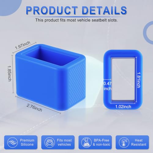 Image of Amiss 2PCS Seat Belt Buckle Holder, Universal Silicone Rear Seat Belt Booster & Fixer for Easy Access, Keeping Receptacle Upright, Car Accessories-Fits Most Cars, Glow in The Dark (Fluorescent Blue)