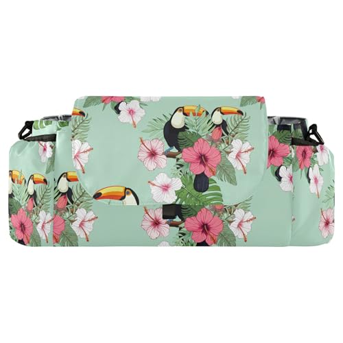 Burbuja Toucans Perched on Branches Stroller Organizer with Insulated Cup Holders, Non-Slip Stroller Caddy Universal Fits Most Strollers, Nursery Accessories