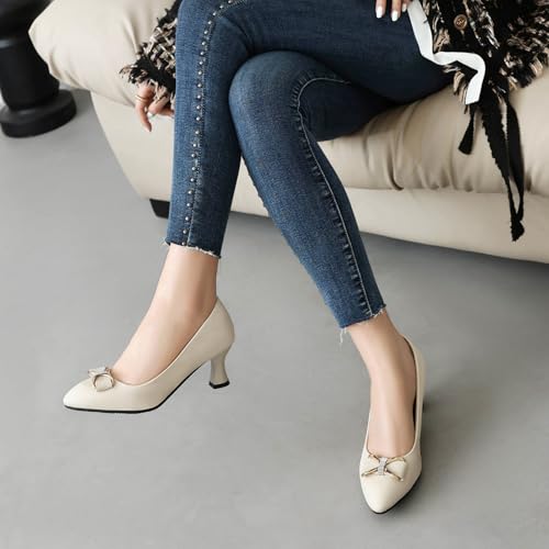 Mid Kitten Heel Pointed Toe Women Summer Work Shoes4