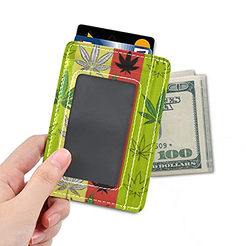 susiyo Marijuana And Weed Leaf Symbol Slim Minimalist Wallets Rfid Blocking Card Wallets PU Leather Front Pocket Wallets for Men and Women4