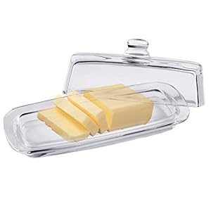 Bezrat Lead-Free Crystal Covered Modern French Butter Dish with Handle and Lid