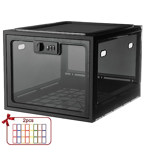 Image of Lalifebuss Combination Lock Boxes for Personal Items, Lockable Storage Box for Office Locker /School /Medicine /Snacks /Phone Jail /Electronic /Home (1 Pack /Black)