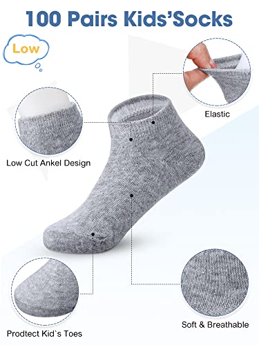 Foaincore 100 Pairs Toddler Ankle Socks for Boys Girls 2-4 Years Old Bulk Kids Low Cut Half Cushion Athletic Socks2