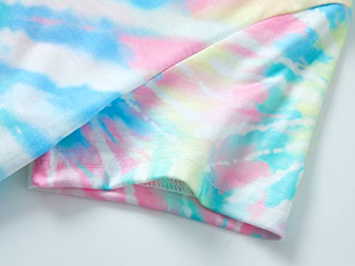 Little & Big Girls Tie Dye Rainbow Swirl Pajamas Tee & Shorts 2-Piece Sleepwear Set Cute Jammies Size 8 #TOP2
