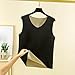 Plus Size Thermal Undershirt Women Seamless Tank Tops Fleece Lined Underwear Warm Baselayer Sleeveless Vest Cami Tees Black