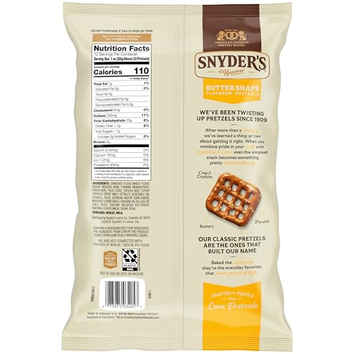 Image of Snyder's of Hanover Butter Snaps Pretzels, 12 Oz Bag, (Pack of 3)