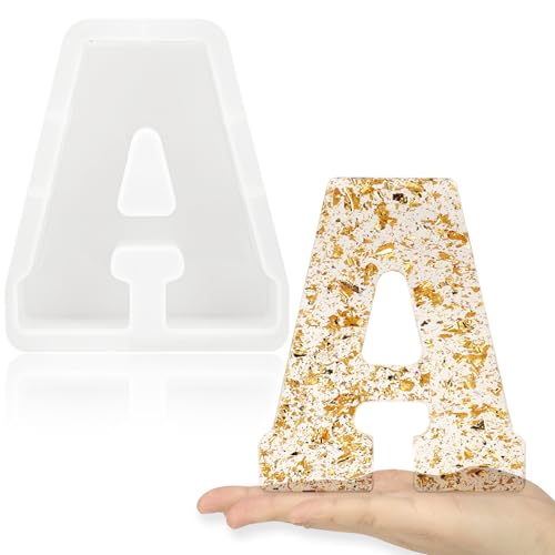 Gartful 7 Inch Large Letter Molds for Resin 3D A Capital Alphabet Epoxy Resin Mold A to Z Thick Resin Letter Molds for Making Letters Word Sign Art DIY Crafts Making Cake Party Home Decor