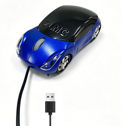 Souris filaire USB voiture bleue compacte pour éviter les pannes