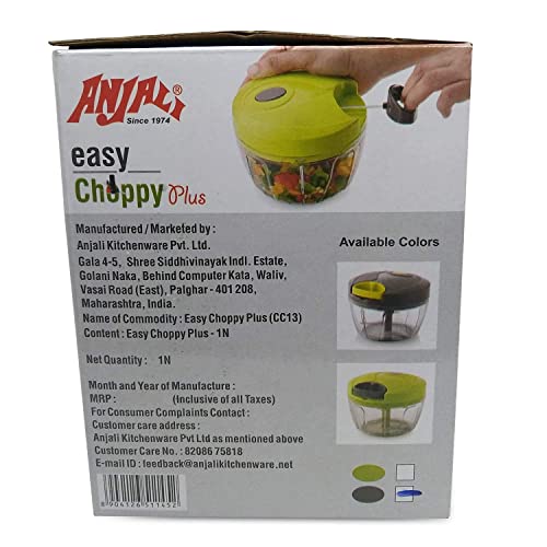Image of Anjali Easy Mini Vegetable Chopper & Cutter with 3 in 1 Blade, Grey, 1 Piece