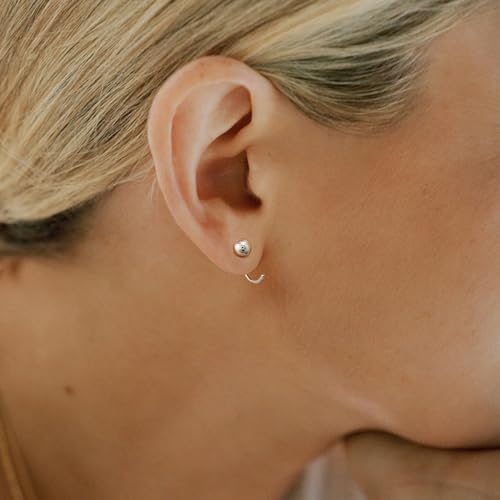 Image of CHIC & ARTSY 925 Sterling Silver Half Hoop Earrings for Women, Small Huggie Hoops Set with Ball Bar Star Moon Cross & Pearl, Lightweight Comfort Fit Everyday & Sleep Earrings