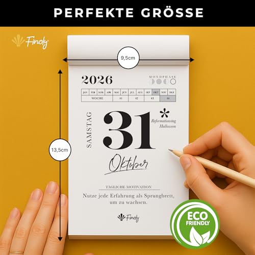 Finoly Tageskalender 2026 Abreißkalender Jan 2026 Dez 2026 (12 Mon) | Abreisskalender 2026 Täglich Lustig für Ruhe & Motivation | Abreißkalender 2026 Sprüche Inspiration, Übungen 13,5x9,5 cm