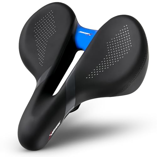 X WING Comfort Bike Seat for Men and Women with Innovative 5-Zone-Concept – Winged Bicycle Saddle with Memory Foam – Exercise Bike Seat for City, MTB & Trekking Bikes (City) by X WING - Used condition - US$13.41