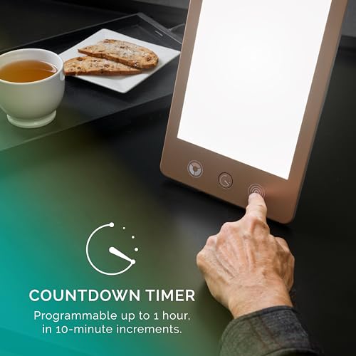 Image of Verilux HappyLight Luxe - Light Therapy Lamp with 10,000 Lux, UV-Free, LED Bright White Light with Adjustable Brightness, Color, Countdown Timer, & Stand - Boost Mood, Sleep, Focus (Champagne Gold)
