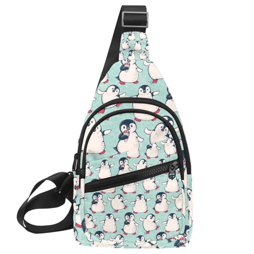 Sac à bandoulière pingouin mignon pour homme et femme, sac banane multicolore