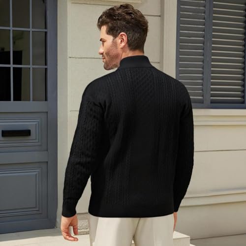 Pull col montant homme tricoté en maille structurée haut de gamme - 4