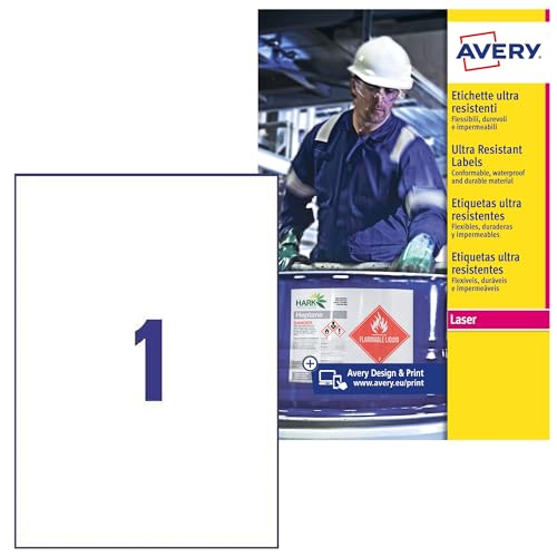 Étiquettes D'expédition Transparentes Avery L7567-25 - 25 Feuilles Polyester Pour Imprimante Laser/ Jet D'encre - Format 210x297 Mm