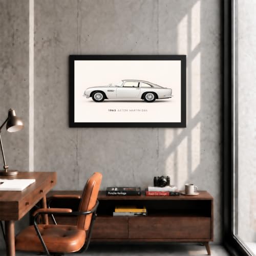 Image of 1963 DB5 Classic Sports Car Premium Framed Wall Poster (12x18 Inch) | Vintage Luxury Automobile Wall Art | Retro Car Decor for Garage, Man Cave, Office, Bedroom & Car Enthusiast Gift