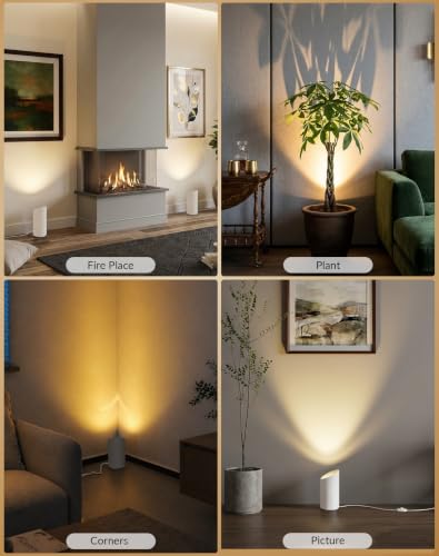 Image of 2 Pack Uplights Indoor Floor Can Lights, 3CCT with Remote, White | Uplighting Indoor, 3000K-6000K Dimmable, 6.5FT Plug Cord & Foot Switch, SpotLights Indoor for Home Accents, Plants, Artwor