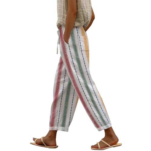 MOMBIY Pantalones casuales con cordón para mujer en primavera y pantalones de mujer efecto piel (púrpura, XXXXXL), morado, 5X-Large