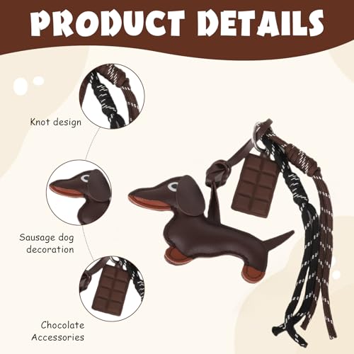 ZhongShuang Taschenanhänger,Bag Charms,Dackel Schlüsselanhänger,Einschließlich Welpe Und Schokoladen-Hanfseil,Kann Als Schlüsselanhänger Verwendet Werden,Ein Geschenk Für Freunde