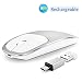Produktbild samLIKE Kabellos Mouse Leise Business Wireless Maus Silent Ergonomische Mäuse Wiederaufladbare mit Nano Empfänger und USB C Adapter, für PC, Laptop, MacBook, Office, Home (Silber)