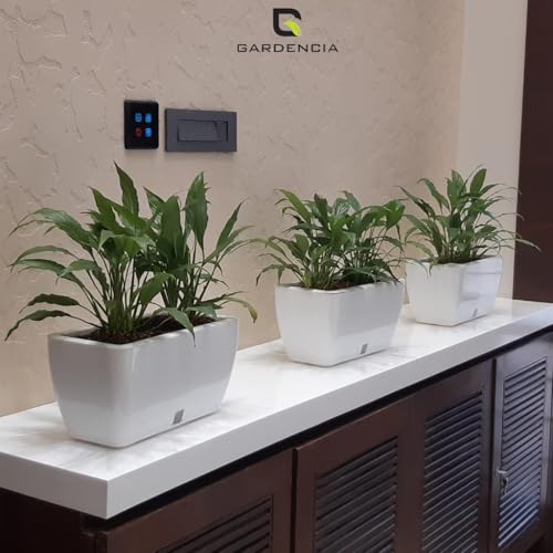 Image of GARDENCIA Self Watering Flower Pots for Outdoor Indoor Gardening /Rectangle Big Plant Pot with Polypropylene UV Material /Decorative Modern Gamla (Pack of 1, Recta Big White)