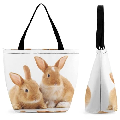 Sac à main lapin brun pour femme cabas de shopping et voyage 28cm