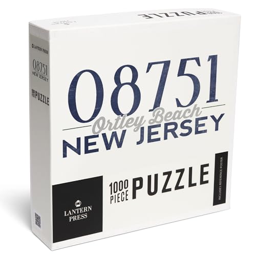 Ortley Beach, New Jersey, 08751 Zip Code (Blue) (1000 Piece Puzzle, Challenging Jigsaw Puzzle for Adults, Made in USA)