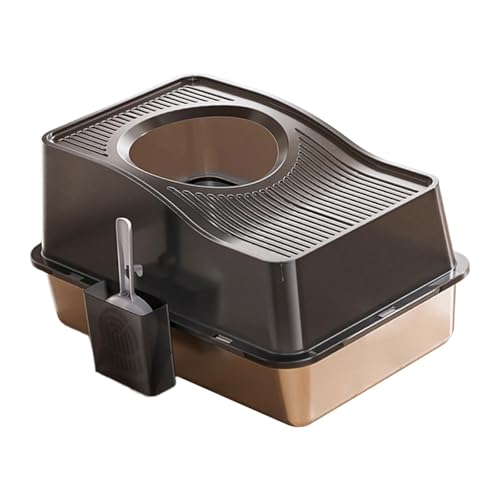 MFMEXUL 猫用トイレボックス 上部エントリー型 60x40x35cm スプラッシュガード付き 軽量設計 漏れ防止機能, 黒