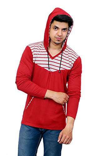 Image of Men's Cotton Hooded Full Sleeves Round Neck Casual T-Shirt