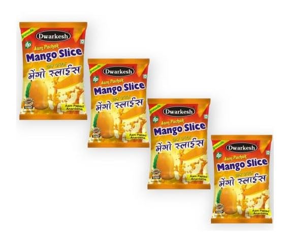 Image of Dwarkesh Mango Slice Aam Pachak Indian Sweet and Sour Candy, 100g (Pack of 4)