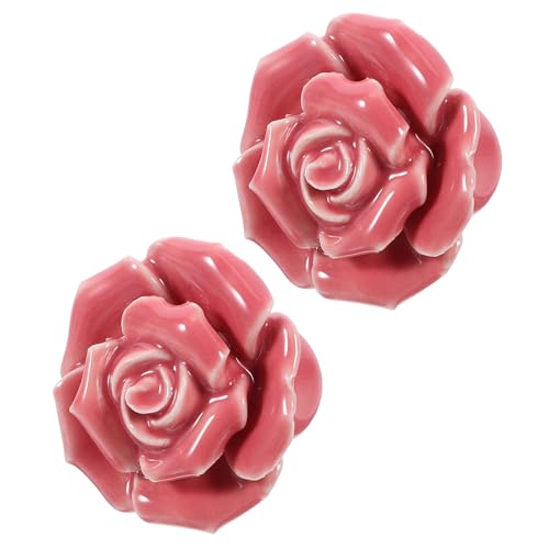 TOVINANNA Pomo de Cerámica Forma de Rosa para Armarios y Cajones de Cocina, 2 Unidades, Acabado Delicado, Adecuado para Muebles y Puertas Interiores
