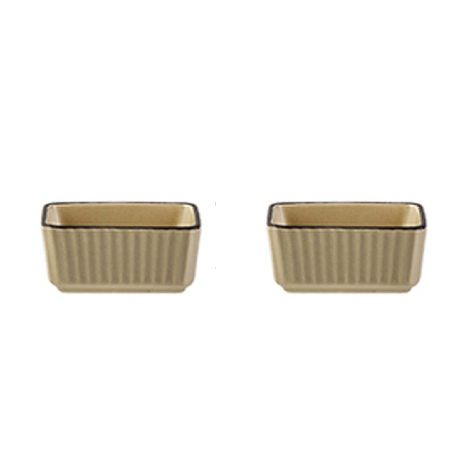 Dip-Schale Dip-Schalen Snack-Schale Keramik-Drapierschale Quadratische Schale Sojasauce Keramik Home Snack-Teller mit Teller Vorspeisenteller Gewürzschale(Beige-2pcs Bowls)