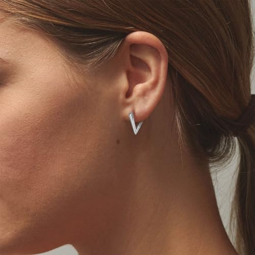 HZMAN Men Women Bike Punk Silver Stainless Steel Triangle Dangle Hoop Earrings3