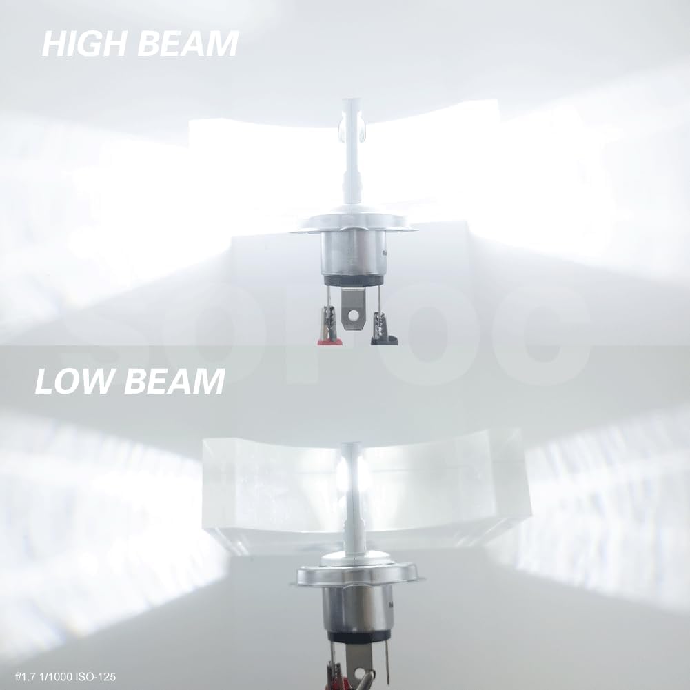 SOFOC H4 Lampadina 9003/HB2 Led 500% Più Luminosa Dei Fari Alogeni Per Moto/Auto Bianco DC 12V-18V 60W 4000Lm P43T Design Con Fascio Alto E Basso 1Pcs