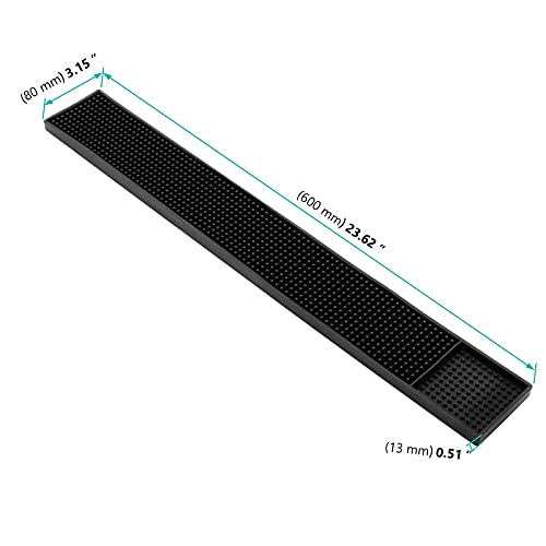 FUNSUEI 6 PCS 3.15 x 24 Inch Rubber Bar Mats, Non-Slip Rubber Bar Service Spill Mats PVC Bar Top Spill Mat Drinks Mixing Pad for Bars, Home Kitchen, Pubs, Restaurants, Black1 by FUNSUEI - Used condition - Image 2