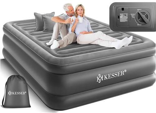 KESSER® Aufblasbare Matratze Luftbett Selbstaufblasend Gästebett mit eingebauter elektrischer Pumpe, Luftmatratze für Camping oder Heimgebrauch Mit Tasche, geeignet für 2 Person - 203 x 152,5 x 51cm