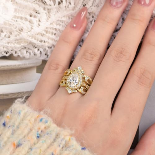 SHELOVES Vintage Ring Enhancer for Engagement Rings Adjustable Ring Guard 18K Yellow Gold Sterling Silver 5-104