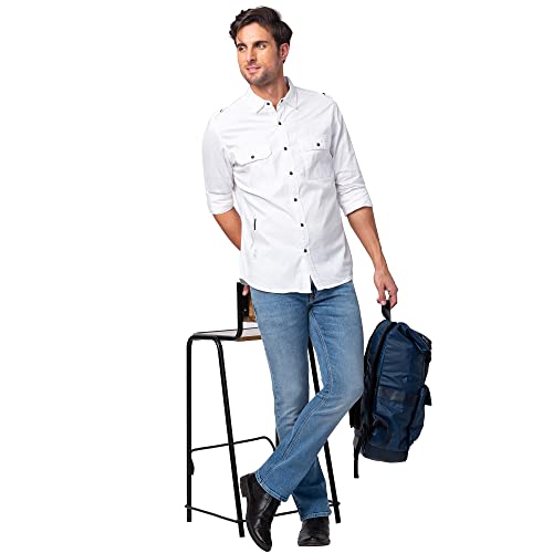 Image of Spykar Men's Slim Fit N /A Full Sleeve Solid Casual Shirts
