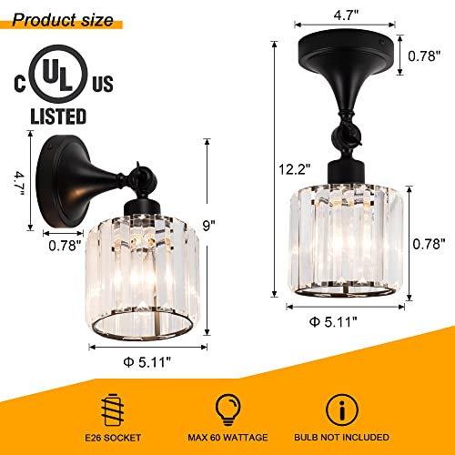 Edzemuwa Flush Mount Ceiling Light Fixture： Modern Black Entryway Light Fixtures Farmhouse Lighting For Porch Hallway Kitchen Bedroom（Black E26） #TOP1