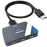 NEWCARE HDMI Switch 3 in 1 Out, 4K@60Hz HDMI 2.0 Switch with 2.6FT HDMI Cable, 3-Port HDMI Switcher Selector, Supports 4K 30Hz 3D 1080P HDCP2.2 for PS5 Xbox DVD Player Fire Stick PC, Grey