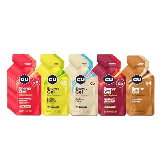 GU Energy Original Sports Nutrition Energy Gels, 24-Count, Assorted Caffeine-Free Flavors Variety Pack
