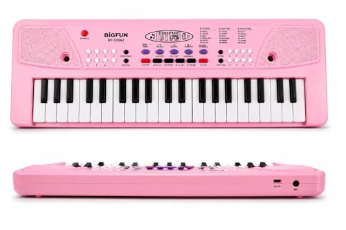 Image of Braintastic Kids Piano Keyboard with Microphone, 37 Keys, 8 Rhythms, 8 Tones with 6 in-Built Demos & Song Recording Feature for Boys & Girls (Pink)