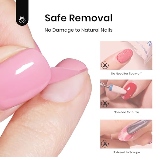 Image of Beetles Peel Off Base Coat and Top Coat Gel Nail Polish Set, 2Pcs 15ml Peelable Base Gel and Top Coat Easy Removal, UV LED Lamp Peel off Nail Polish without Damage for Beginners Weak Thin Nails