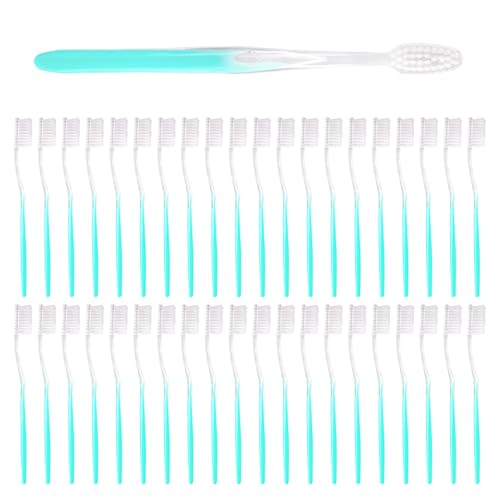 40 piezas de cepillos de dientes, cepillos de cerdas suaves, artículos de tocador, cepillos de dientes de dos colores, suministros de hotelería