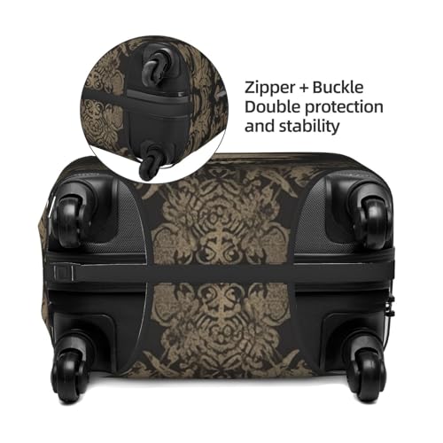 Gothic Wallpaper Skull Travel Luggage Cover Elastic Washable Suitcase Cover Protector Fashion Stretch Baggage Covers Dustproof Suitcase Sleeve Fits 18-32 inch Luggage, Black, Small3