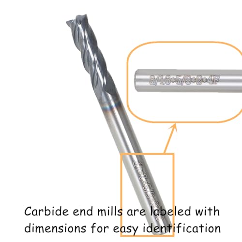 Image of waltyotur 3 /16 Inch 4 Flute Carbide End Mill 5 /8 Cut Length x 2 Overall Length x 3 /16 Shank Diameter for Aluminum Cutting Non Ferrous Metal Up Cutting 5 Pieces