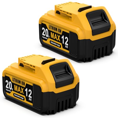 TooBAAS 12.0Ah Replacement for Dewalt 20V MAX Battery Compatible with 20 Volt High Capacity Batteries DCB201 DCB203 DCB204 DCB205 DCB206 DCD DCF DCG Series Cordless Power Tools (2Pack)