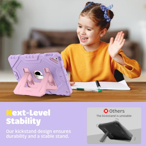 Image of Fintie Kid-Friendly Case for iPad 9th / 8th / 7th Generation 10.2 Inch | Fully-Body Rugged Heavy Duty Shockproof Cover, Portrait & Landscape Viewing, Built-in Kickstand, for Girls /Boys, Purple